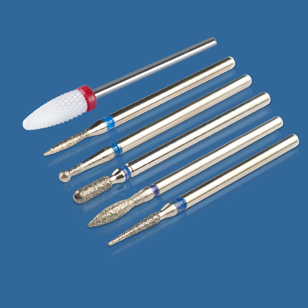 6PCS Milling Cutter For Manicure Diamond Ceramic Nail Drill Bits For Removing Gel Nail Polish Pedicure Cuticle Clean Nail Files