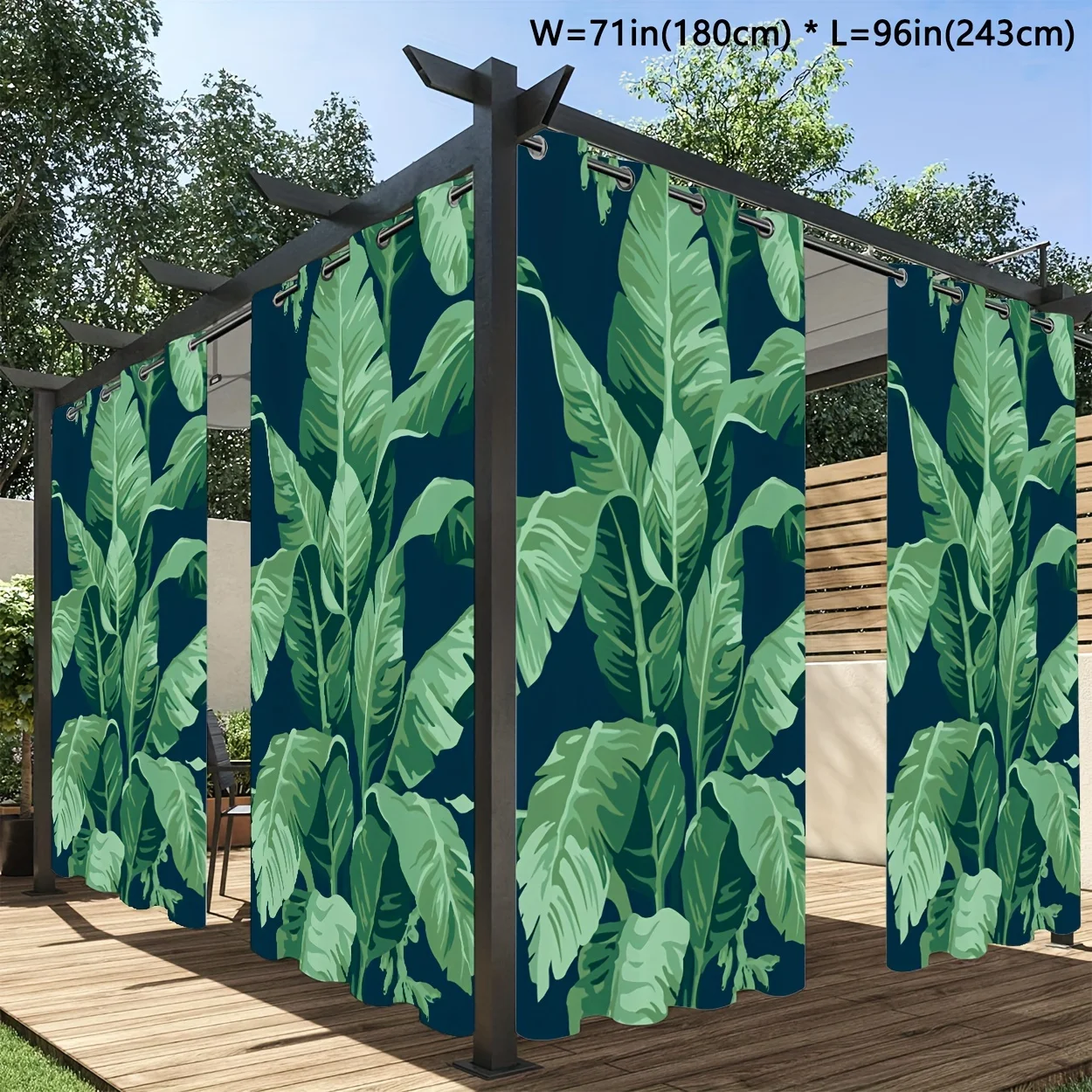 1 pc Outdoor Curtains, Waterproof QutdoorGarden Curtains, Modern Minimalist StyleNature Theme Yard Curtains, Tropical PlantPatte 2