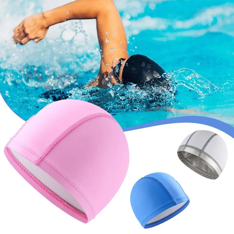 SummerSwimPoolCapProtectEarsLongHairProfessionalSwimmingCap
