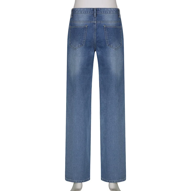 Jean Baggy Gothique Avec Imprimé Squelette - Taille Haute, Coupe Large - Pour Femme Et Homme - Style Streetwear