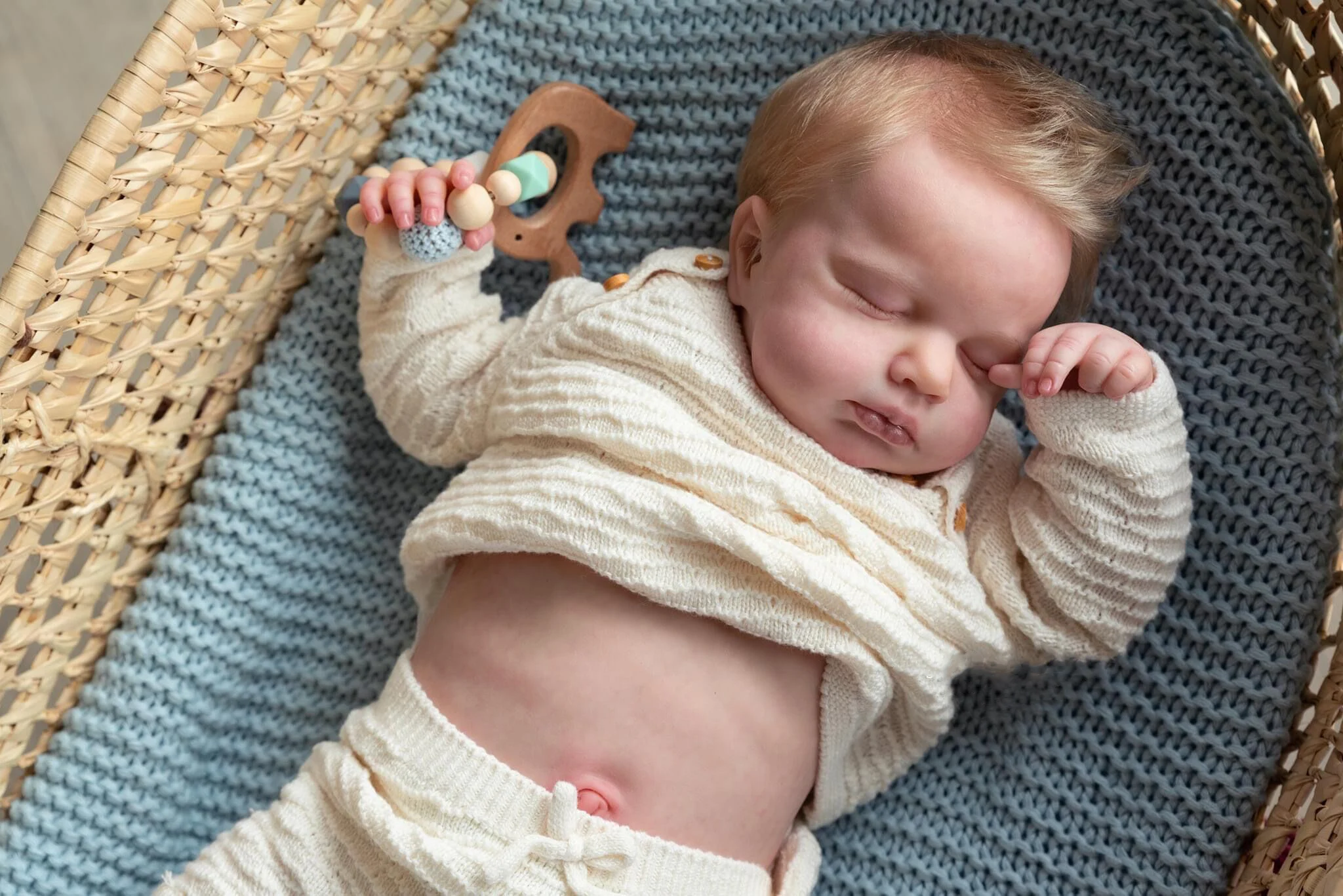 NPK 19inch Loulou Full Body Reborn Baby Doll Lifelike Soft Touch Cuddly Newborn Baby Doll Multiple Layers Painting 3D Skin