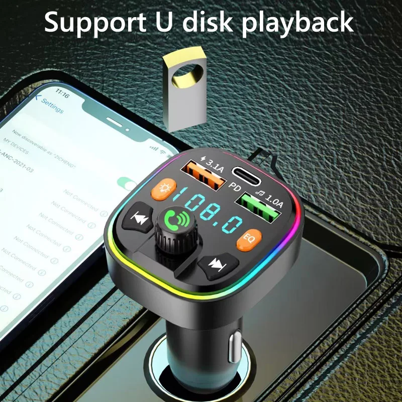 JaJaBor FM Transmitter FM Modulator Typ C 3,1 EINE USB Schnelle Lade Auto  Ladegerät Freisprecheinrichtung Bluetooth 5,0 Auto Kit Mp3 player -  AliExpress