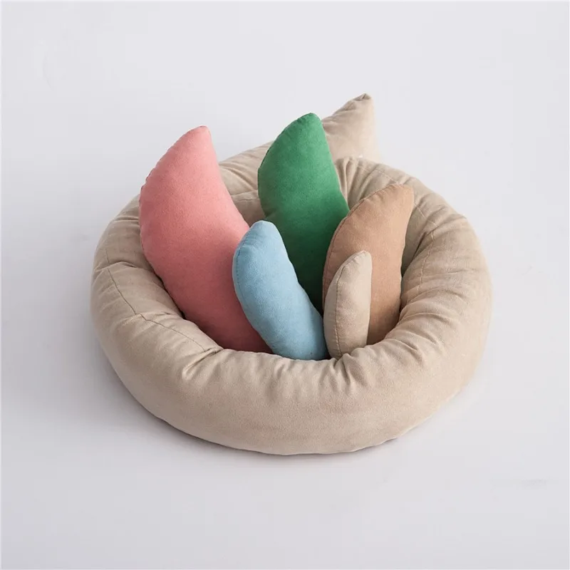 

6pcs/set Newborn Posing Beans Bag Baby Photography Prop Pillow Baby Crescent Shaped Pillows Positioner Cushion Basket Filler