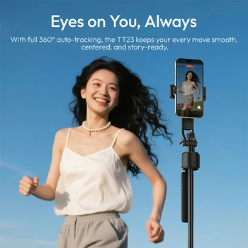 Ulanzi TT23 Auto-Tracking Selfie Stick Tripod for Travel Vlog Livestreaming Street Photography Gesture/Bluetooth Remote Control