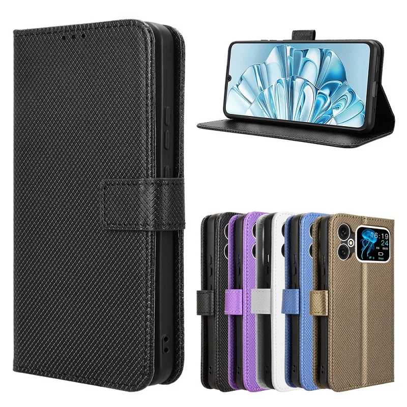 Diamond Leather Flip Wallet Case with Card Holder and Bracket