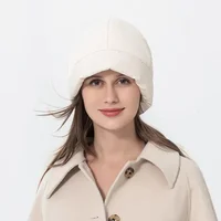 Fashion Quilted Fluffy Down Beanies Hat Outdoor Warm Lightweight Ear Protection Cold Hat Winter Hood New Women Pullover Skullies 2