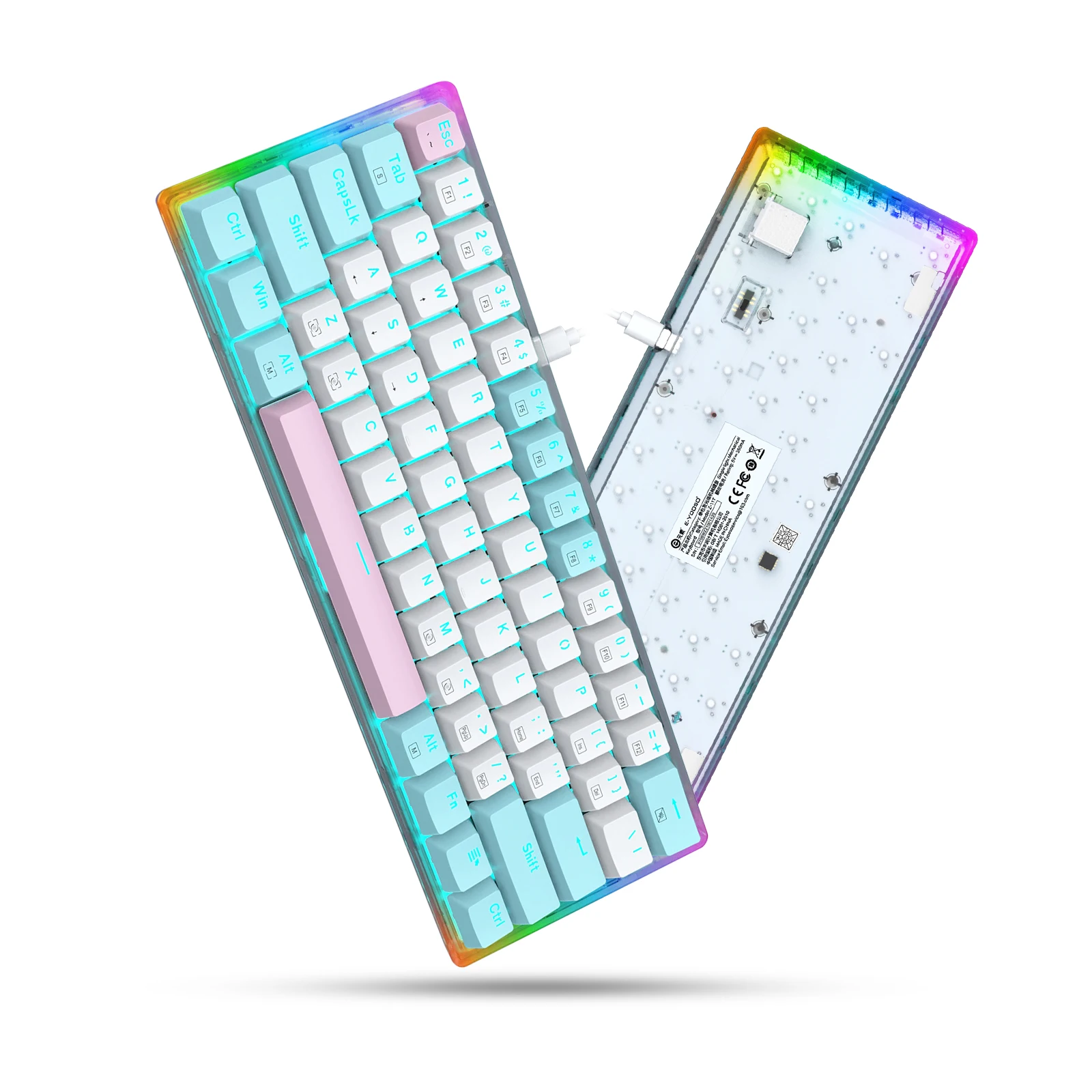 E-YOOO-Z19 USB Teclado mecânico para jogos, 94 teclas, cabo com fio  destacável, computador, laptop, PC, azul, interruptor vermelho - AliExpress