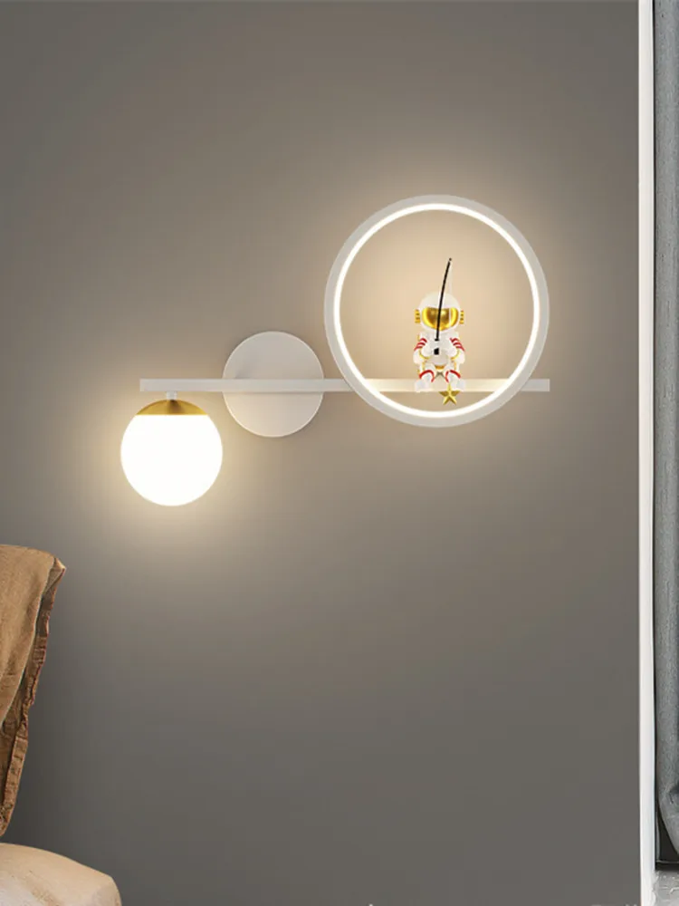 Nordic LED Personality astronaut Moon Children's Room Wall Lamp Kitchen Dining Room Bedroom Study Balcony Aisle Lamps Decoration