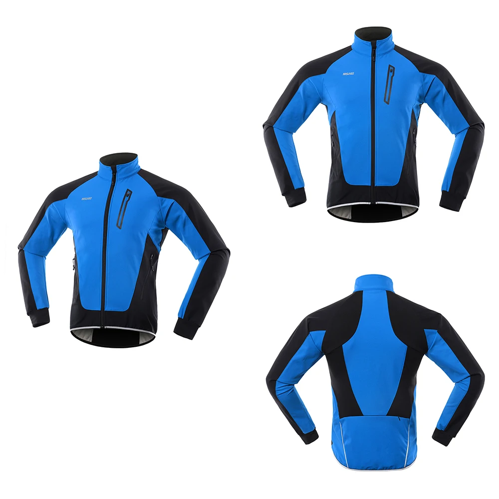 ARSUXEO Men's Winter Warm Cycling Jacket Windproof Thermal Fleece Breathable Waterproof Reflective Breathable MTB Clothing 20B