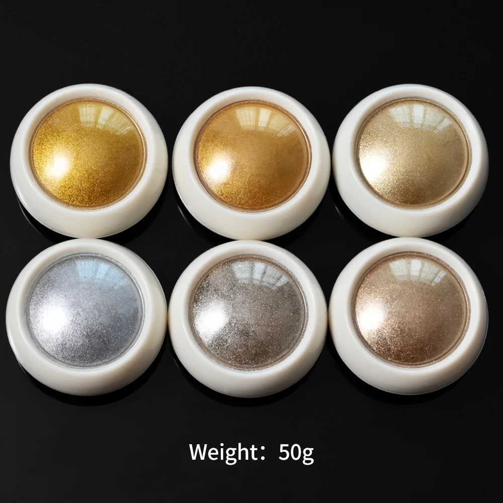 6 Pcs Elegant Mirror Chrome Effect Metallic Dust Holographic Glazed Manicure Decoration Reflective Gold Silver Glitters Powder