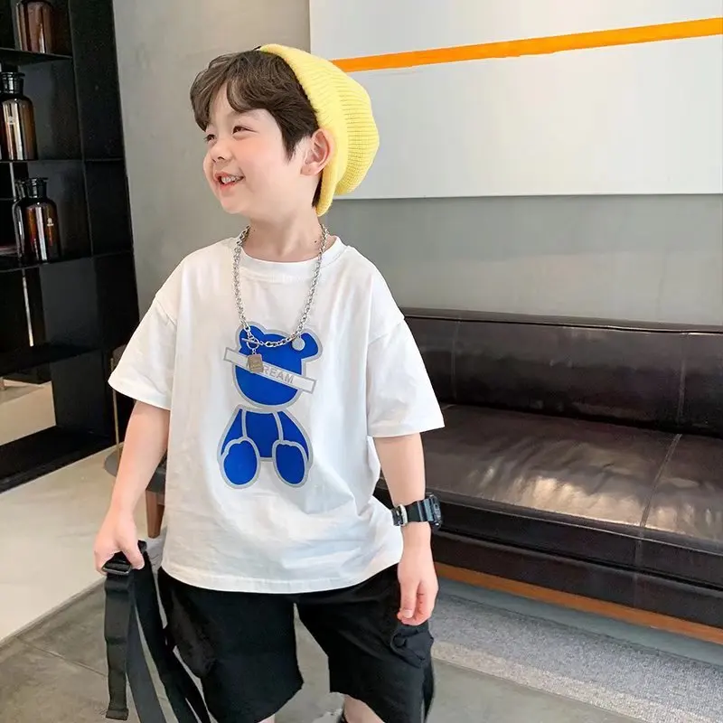 

The New Girls Fashion Clothes Summer Unisex Short-sleeved Half-sleeve Crew Neck T-shirt Thin Casual Tops Children's Clothing