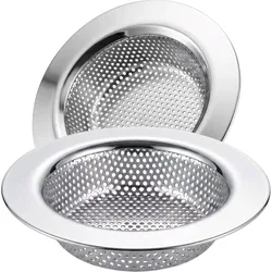 Stainless Steel Kitchen Sink Drain Strainer Set - Pack of 2 with Wide Rim (2pcs)