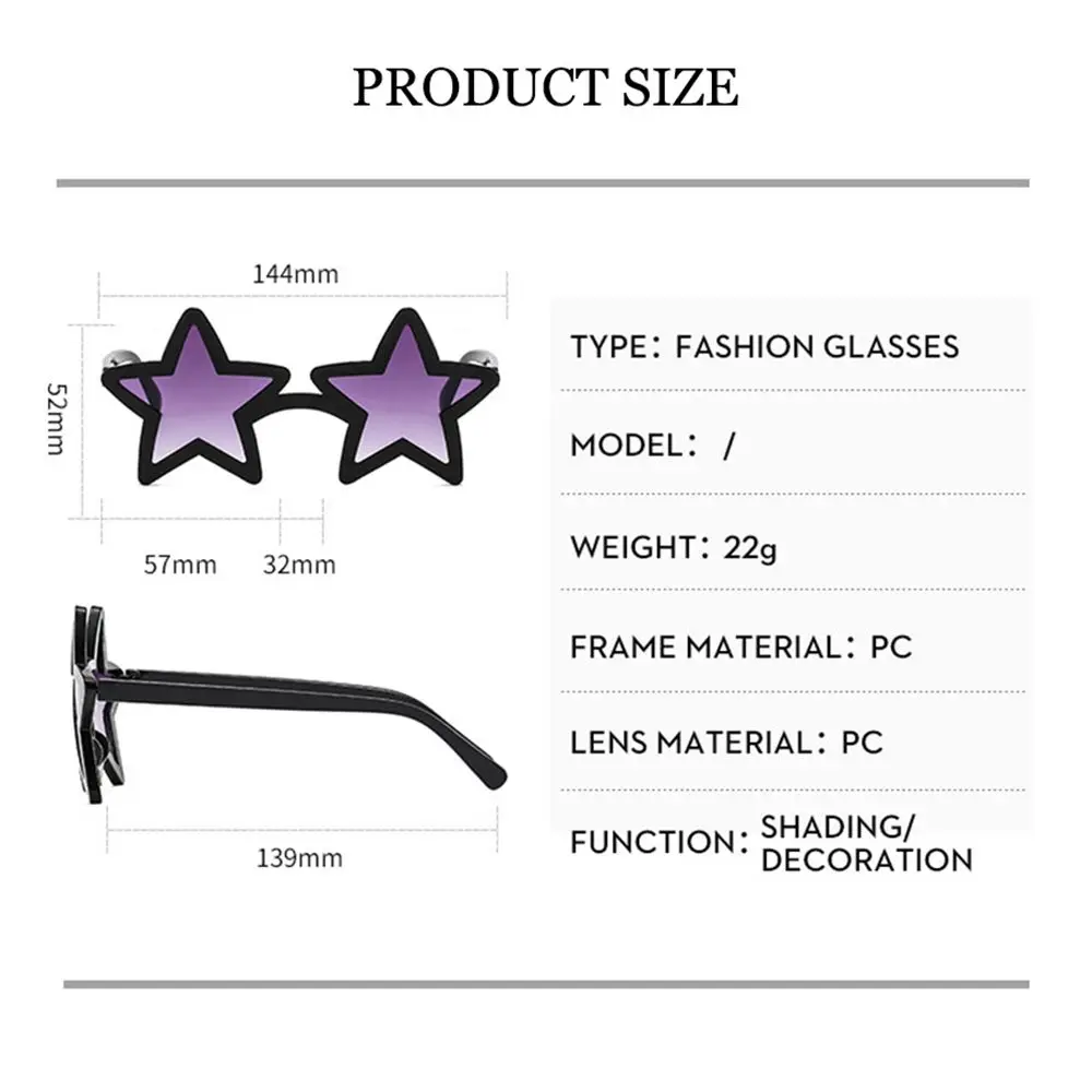 Unique Star Shape Sunglasses for Women Shining Sun Glasses Vintage Pentagram Glasses for Summer Beach Party Favors
