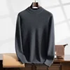 New (100% cashmere sweater) seven needle thick men's casual corn kernels versatile temperament semi high neck sweater 2