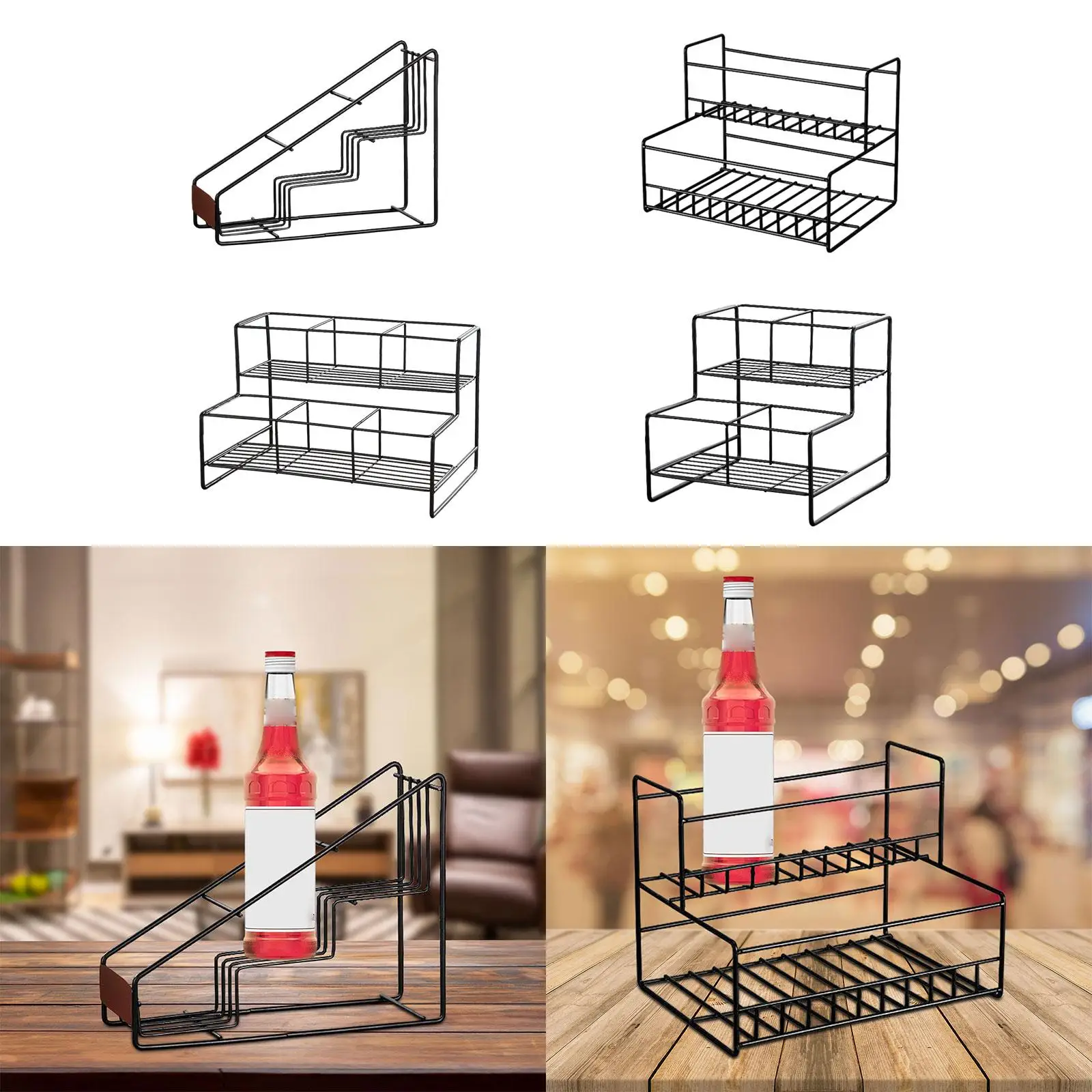 Coffee Syrup Rack Stand Easy Installation Easy to Clean Kitchen Storage Rack 3