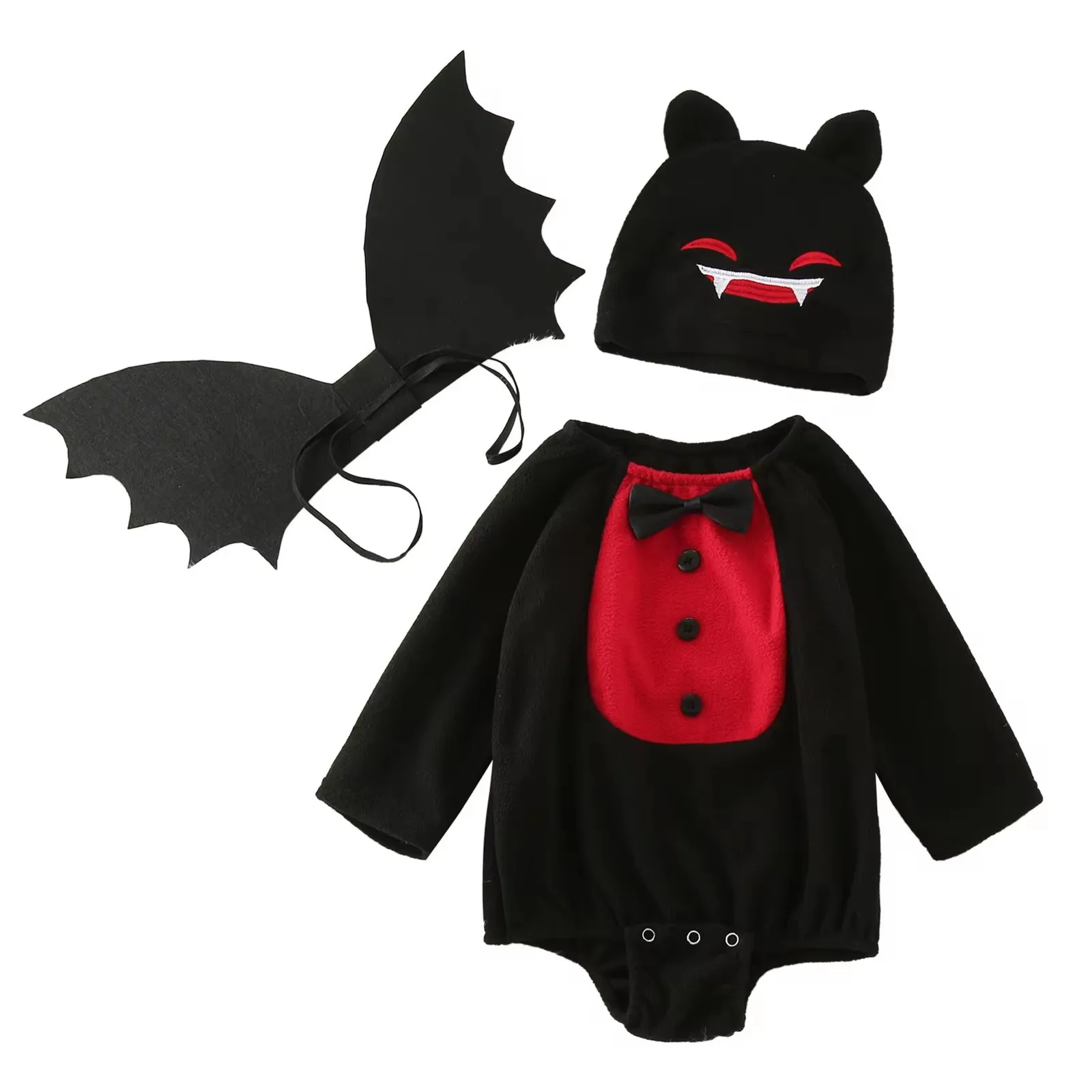 Costume Halloween Bébé Chauve-souris - Body Manches Longues + Bonnet - Pour Nouveau-nés Et Bébés - 1er Halloween