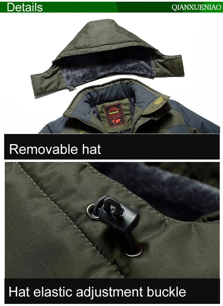 Winter Fishing Jacket Anti Splash Fat Added Outdoor Mountaineering Jacket Plush Insulation Snow Skiing Suit