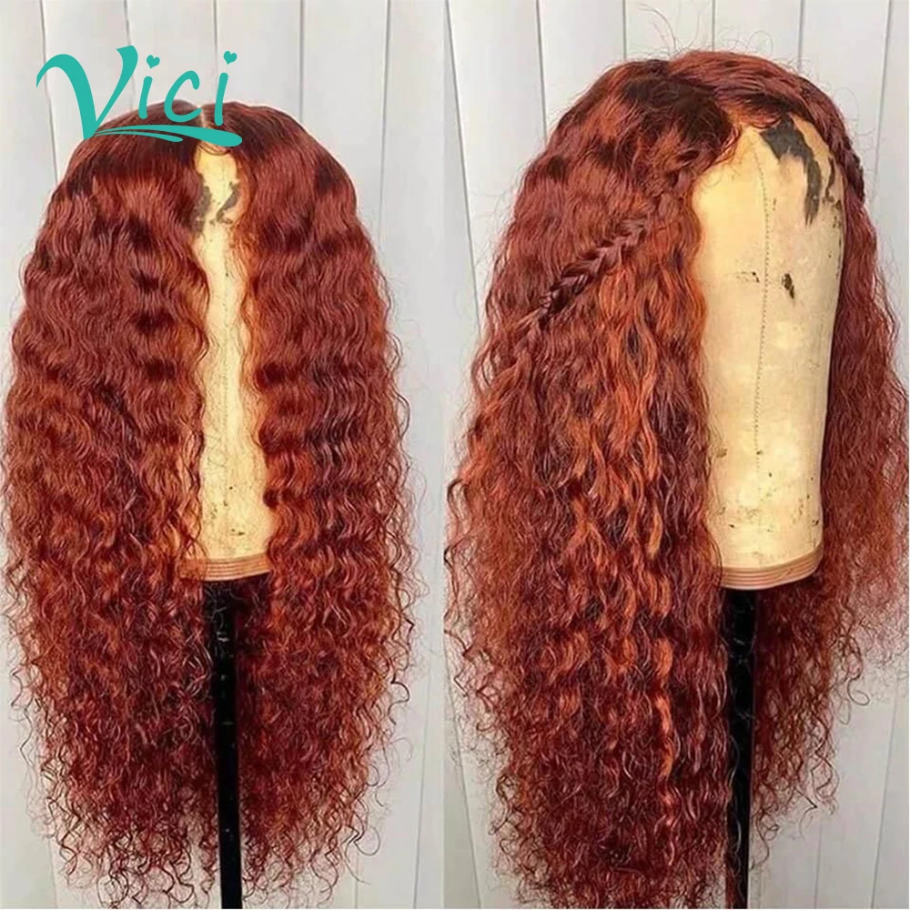 

Orange Ginger Color Lace Frontal Wig Curly Colored Human Hair Wigs For Women Brazilian Remy Wig T Part Lace Wig VICI 150%