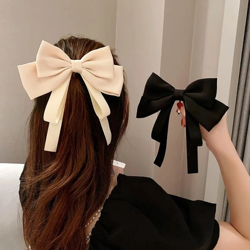 

Fashion Big Bow Hairpin Double Ribbon Bowknot Barrette Satin Ponytail Holder Hair Hook Women Girls Hairgrip Hair Accessories