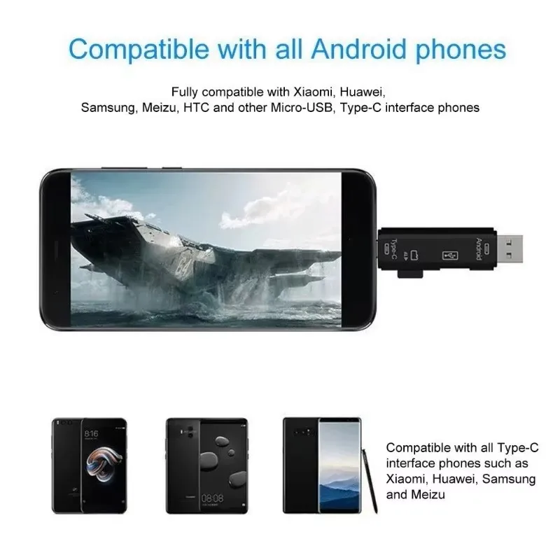 5-in-1 Multifunctional USB and Memory Card Reader Adapter