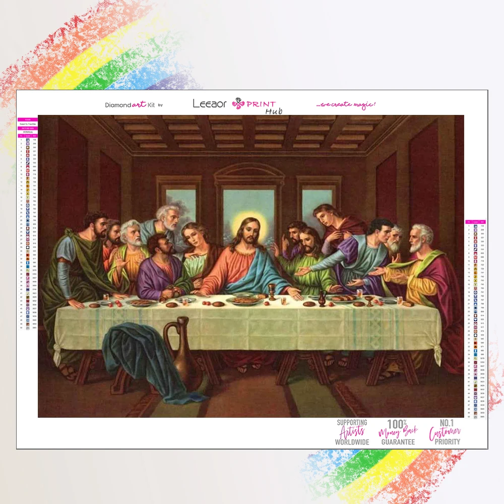 5d DIY 다이아몬드 페인팅 최후 만찬 풀 다이아몬드 모자이크 자수 크로스 스티치 키트, 홈 장식, 종교 예술 벽 스티커
