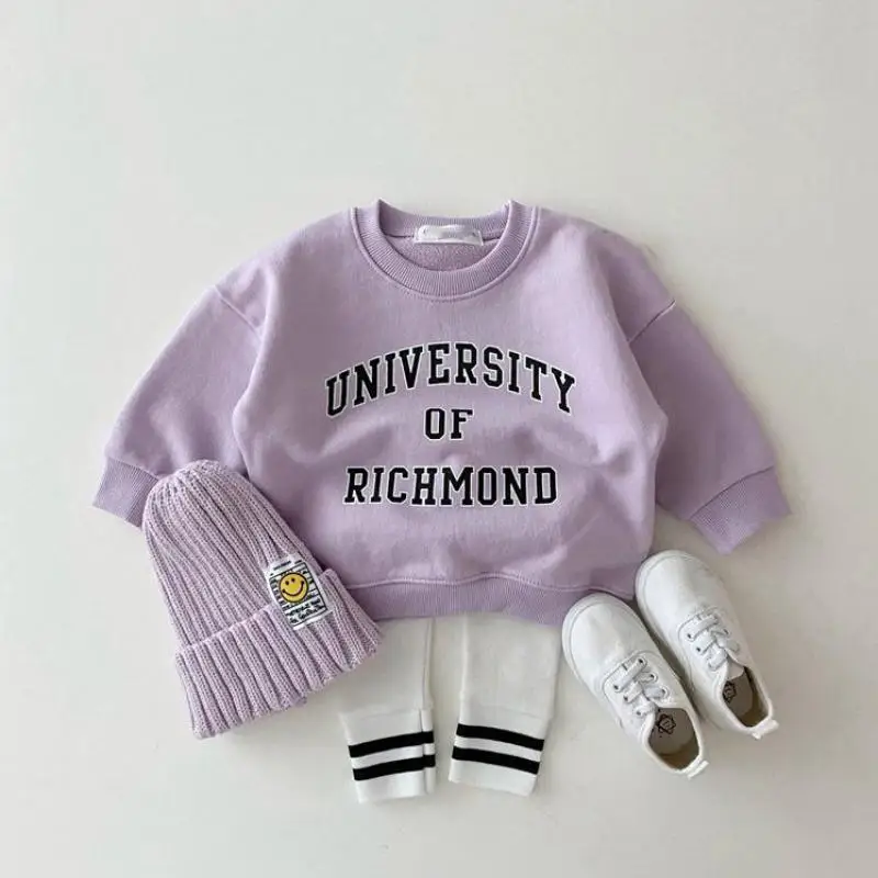 Baby Long Sleeve Sweatshirt Cotton Boys Girls Pullover Tops Infant Toddler Letter Casual Baby Clothes Spring Autumn