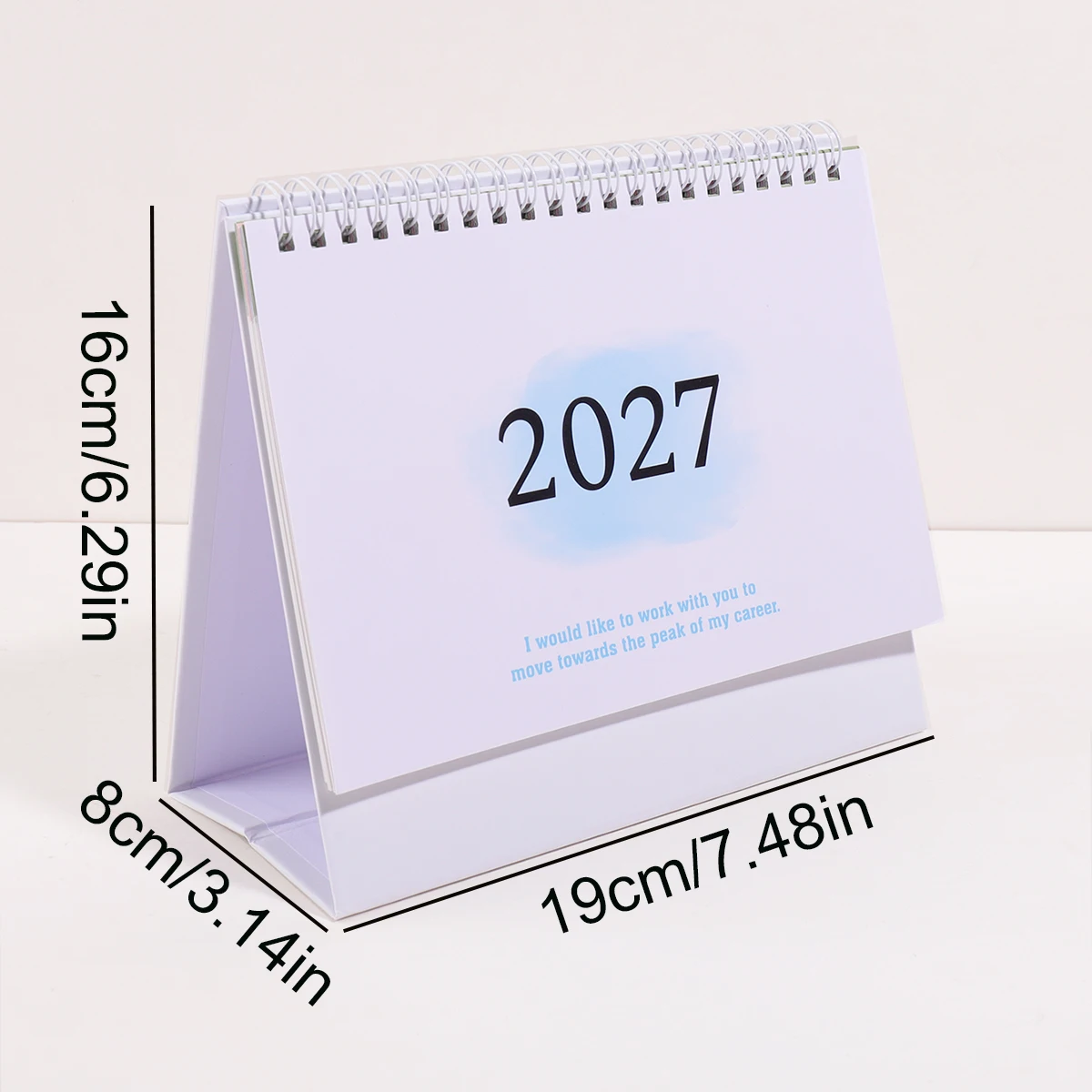 2027년 중형 월간 책상 달력, 사무실, 학교, 가정용 스프링 제본 접이식 스탠드형 데스크탑 달력