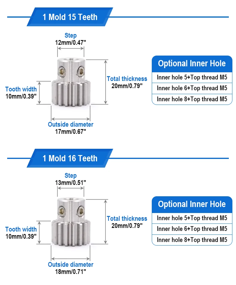 1 Satz 304 Edelstahl Zahnstangen schiene Stirnrad gerade Zahnstange 1 Modul 20 Zähne Loch 6-10mm Ritzel CNC-Teile können angepasst werden – Detail 10