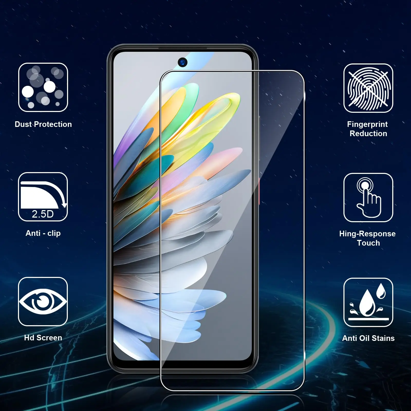 Premium Tempered Glass Screen Protector - 6.6 inch, HD Crystal Clarity, 9H Hardness, Anti-Scratch, Case Friendly