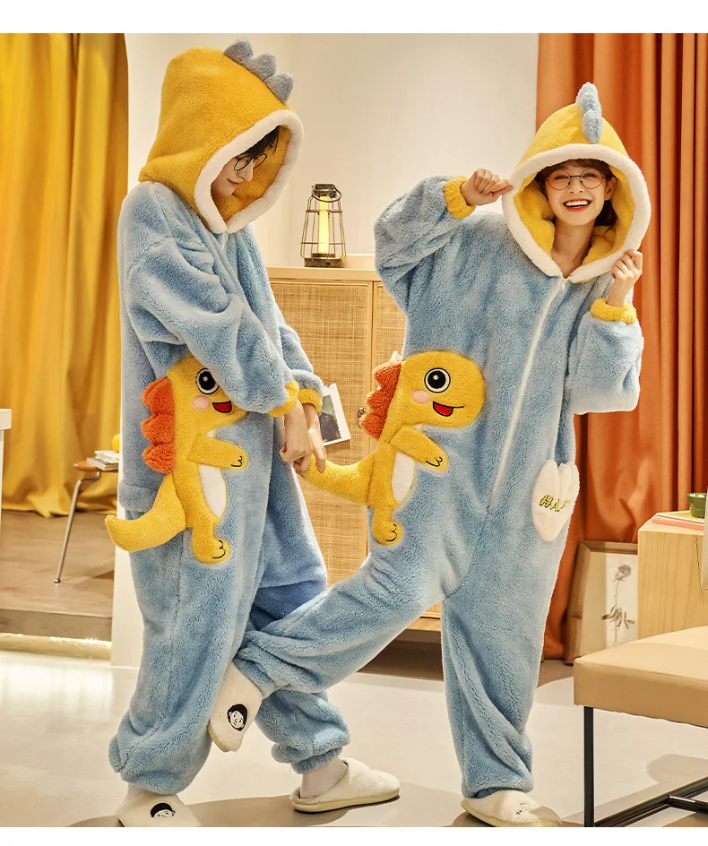 Kigurumi-Pijama de tiburón azul Unisex, mono de dibujos animados de lana  suave, fiesta familiar de