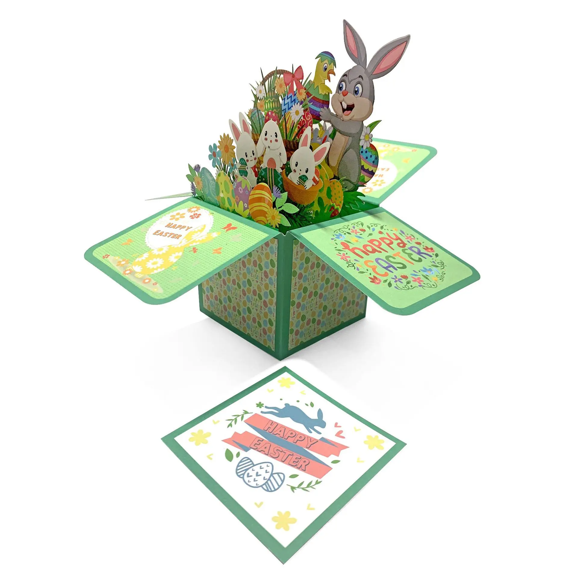 Creative Easter Bunny 3D Pop-Up Box/Ornament Easter Greeting Card for Happy Blessings for Gift