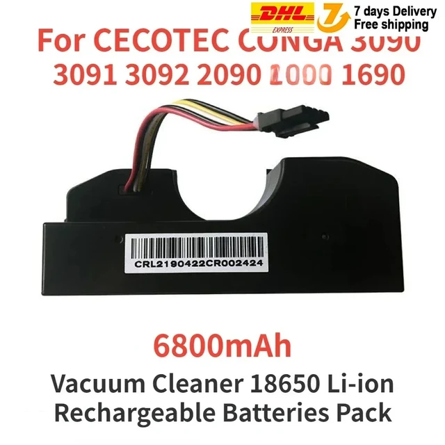Battery Conga 3090 cecotec Replacement For CONGA 3091 3092 1690 2090 6800mAh 14.4V Robot Vacuum Cleaner Accessories Spare Parts