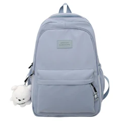 Stylish Unisex High - Capacity Waterproof Backpack - Trendy Laptop Travel Bag (Blue with pendant)