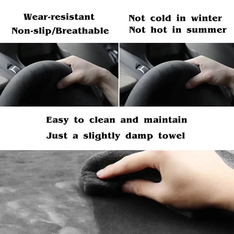 Luxurious Suede DIY Car Steering Wheel Cover - Universal Fit Car Accessory