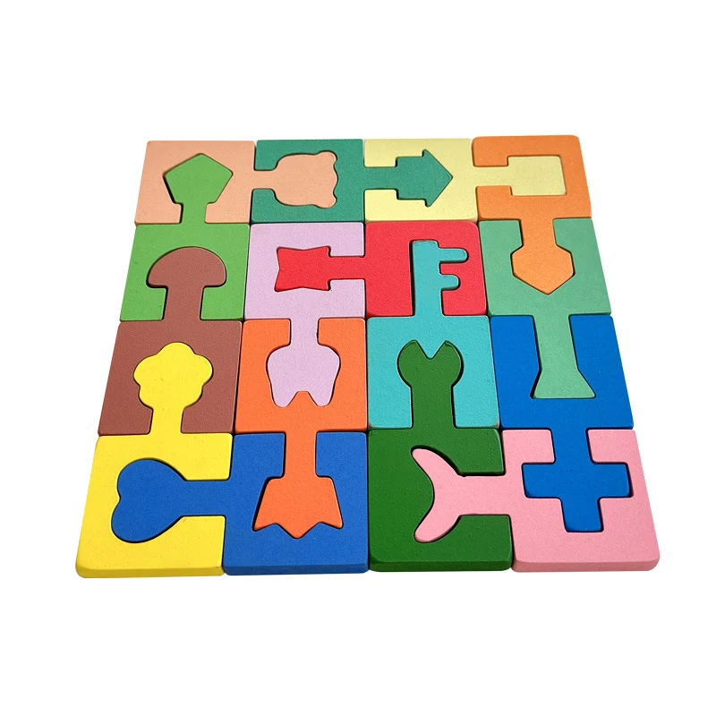 Ahşap Geometrik Yapboz Seti – Eşleştirme ve Sıralama için 16 Şekil, Uzaysal Düşünme Becerilerini Geliştiren Erken Öğrenme Oyuncağı