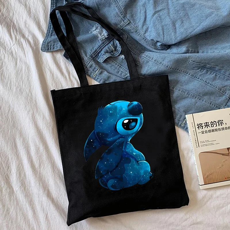 Y2k Disney Stitch Canvas Shoulder Tote Bag Women Shopper Harajuku Female