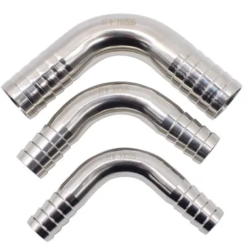 Fit Tube I.D 12.7/16/19/22/25/32/38/45/51/57/63/76/89mm Hose Barbed 304 Stainless Steel Sanitary 90 Degree Elbow Pipe Fitting 1