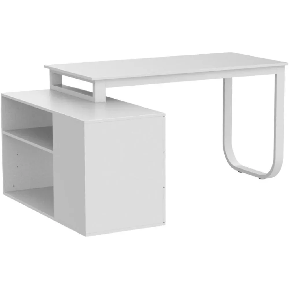 Office Furniture Desk Sets ,55.1" Large L-Shaped Office Desk With 41.3File Cabinet, Corner Computer With3Drawers & Shelves