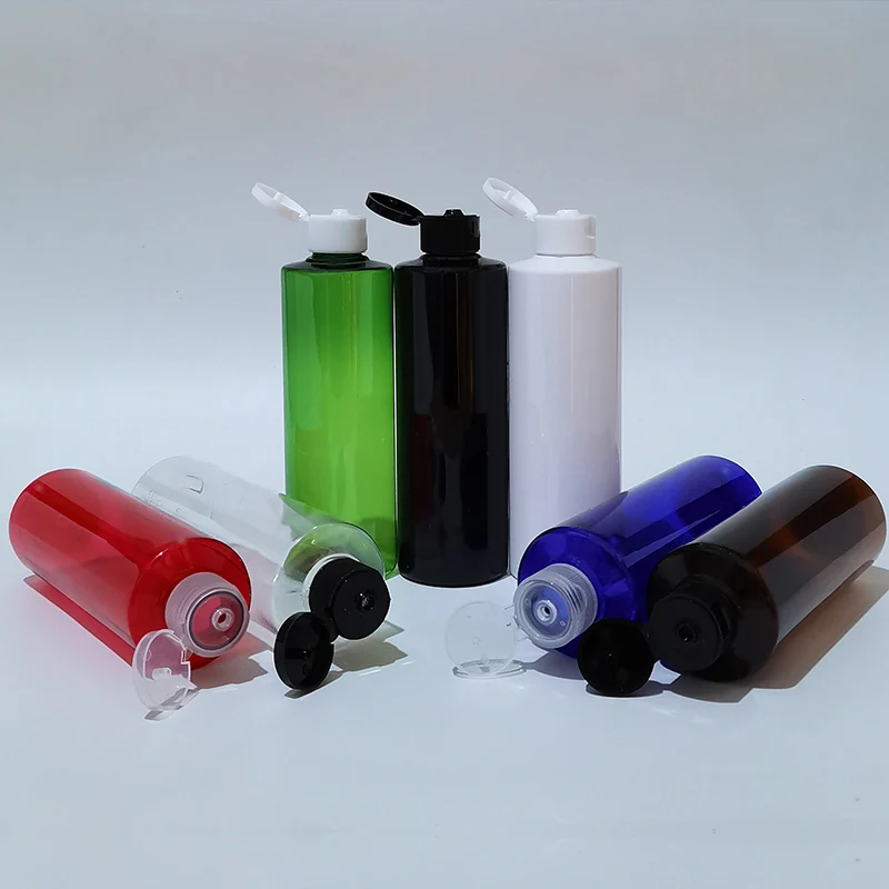 

30pcs 250ml White Empty Shampoo Personal Care Lotion Container Colored Flip Top Cap PET Plastic Bottle Shower Gel Containers