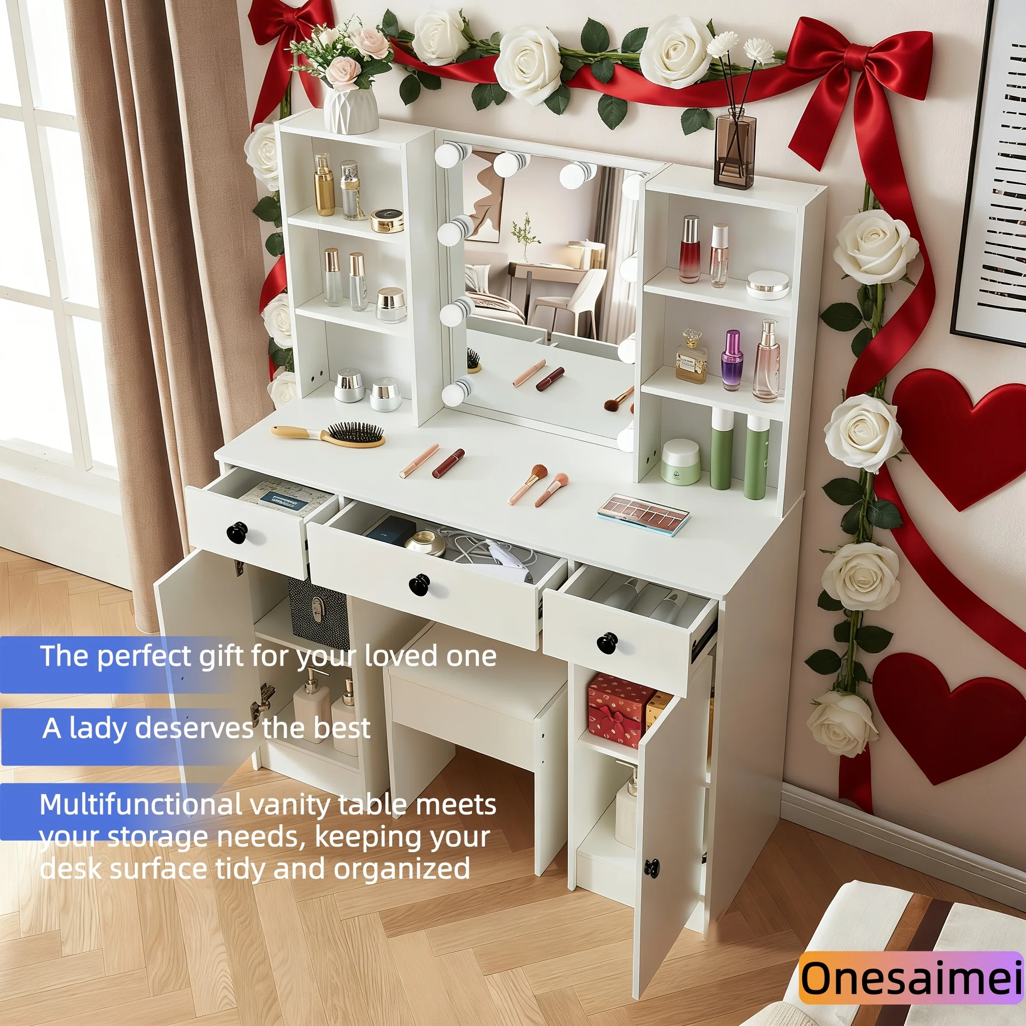 New home dressing table with vanity mirror Features three colour modes and adjustable brightness Ideal birthday gift - 3
