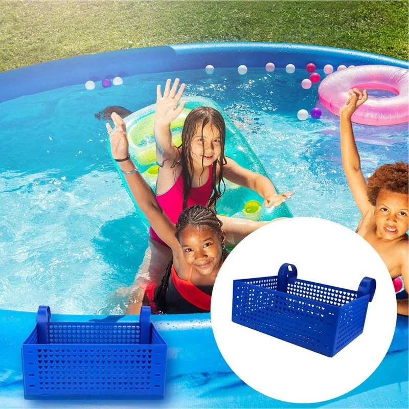 

3Pcs Poolside Storage Basket With Cup Holder Hooks,Stretchable Pool Toy Basket For Most Frame Pools Pool Replacement