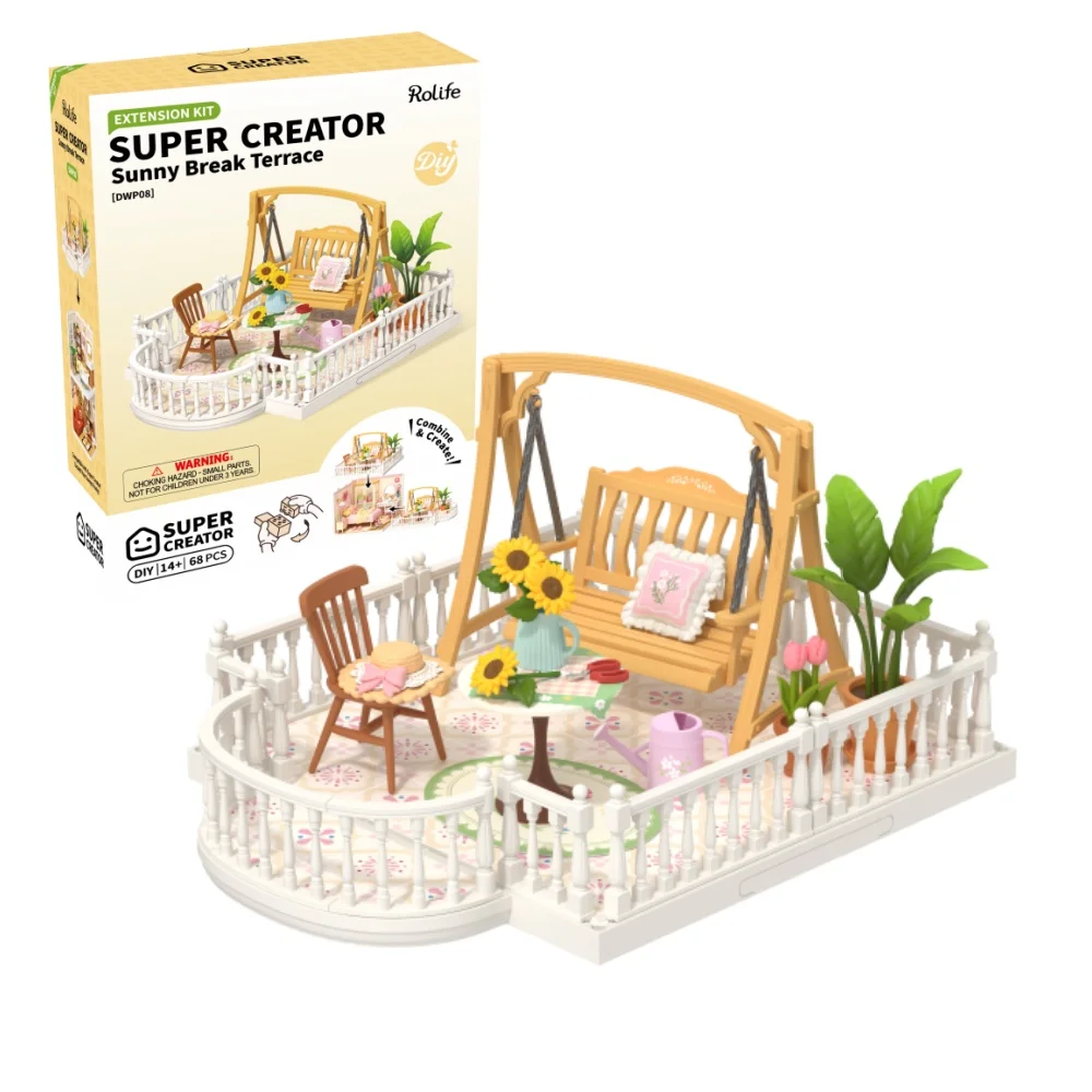 Kit Casa delle Bambole in Miniatura Robotime, Set Creativo per Modellismo, Regalo di Compleanno per Adulti e Bambini, Tema Gelato Gustoso - immagine 5