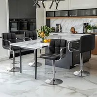 Bart Stools Set of 4, PU Leather Adjustable Barstools with Armrest, Counter Height Stool Chairs with Thickened Seat Cushion 1