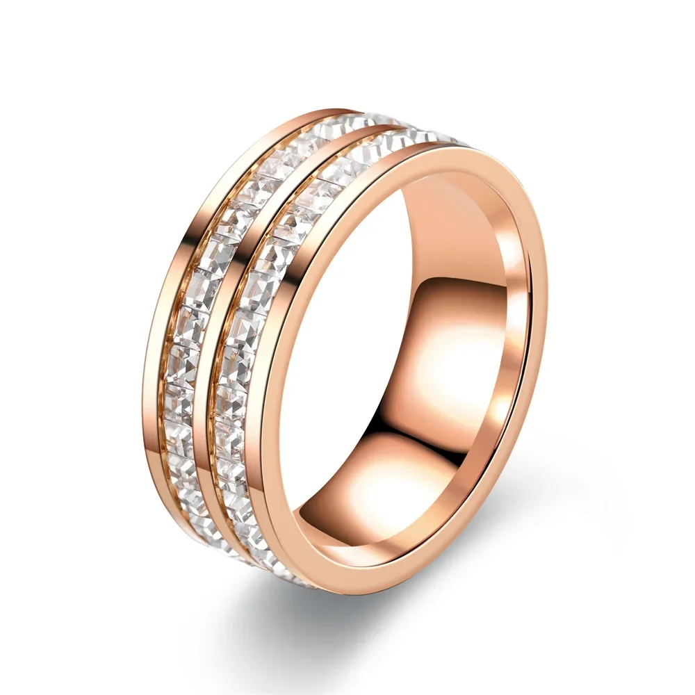 4mm/8mm Stainless Steel Lover Couples's Men Women CZ Cubic Zircon Rings Rose Gold Color Fashion Jewelry Size 4 5 6 7 8 9 10 11 finger rings fashion rings zircon rings fashion ring couple rings crystal rings stainless steel rings metal rings