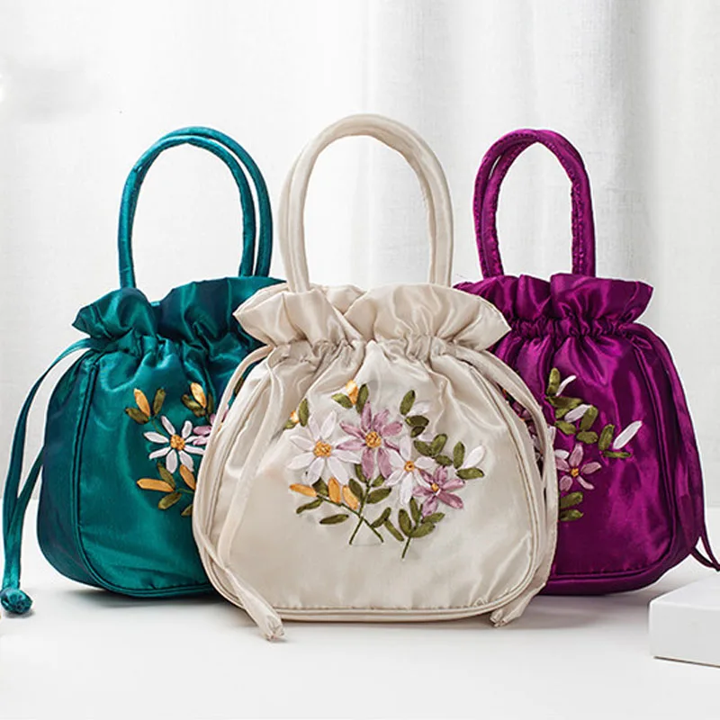 

Модная женская сумка-мешок, летняя сумочка, женская сумочка с верхней ручкой, сумка для телефона, дизайнерская сумочка с вышитым цветком на шнурке