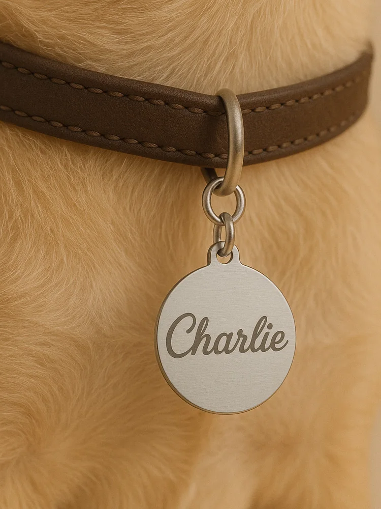 Custom Stainless Steel Pet ID Tag Engraved Name Phone Number Round Dog Cat Collar Tag Personalized Puppy Pet Name Tag 25mm