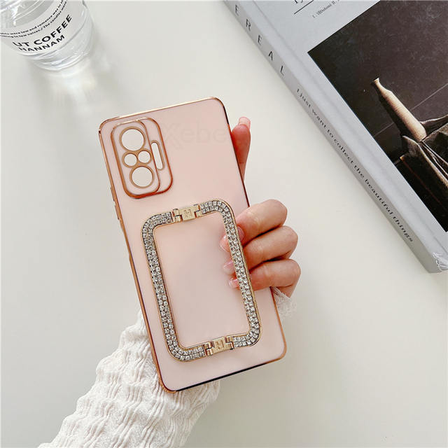 Plating Silicone Rhinestones Holder Case For Xiaomi POCO X3 M3 M4 12 Pro 11 Ultra 11T 10 Lite 10T Mix4 CIVI Diamond Stand