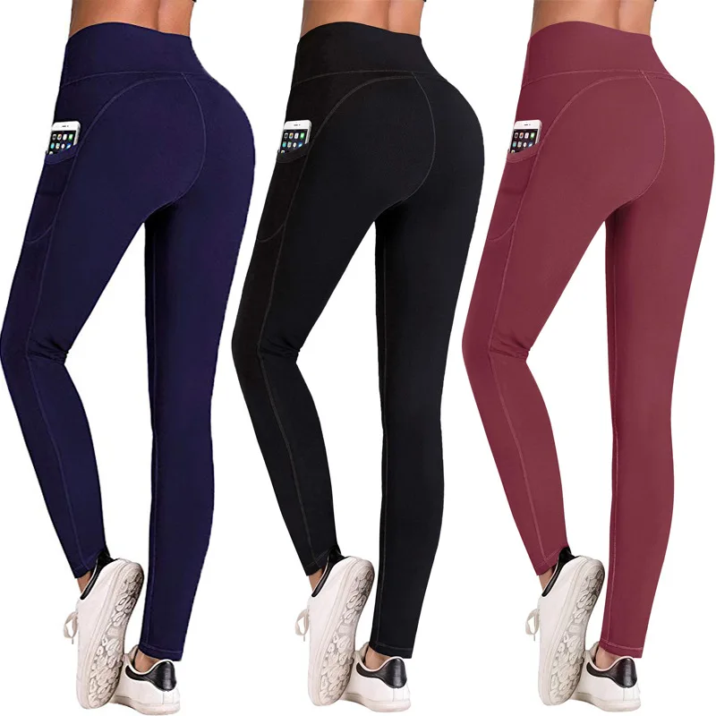 Slim Yoga Sports Trousers Women 2023 Yoga Running Sports Fitness Pants Side Mobile Phone Pocket Sports Yoga Leggings