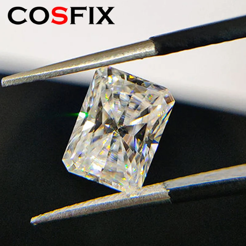 COSFIX 0.5-6ct Rare Radiant Cut Moissanite Loose Stone Real D Color Lab Grown Super White Certified Radiant Moissanite Diamonds 4