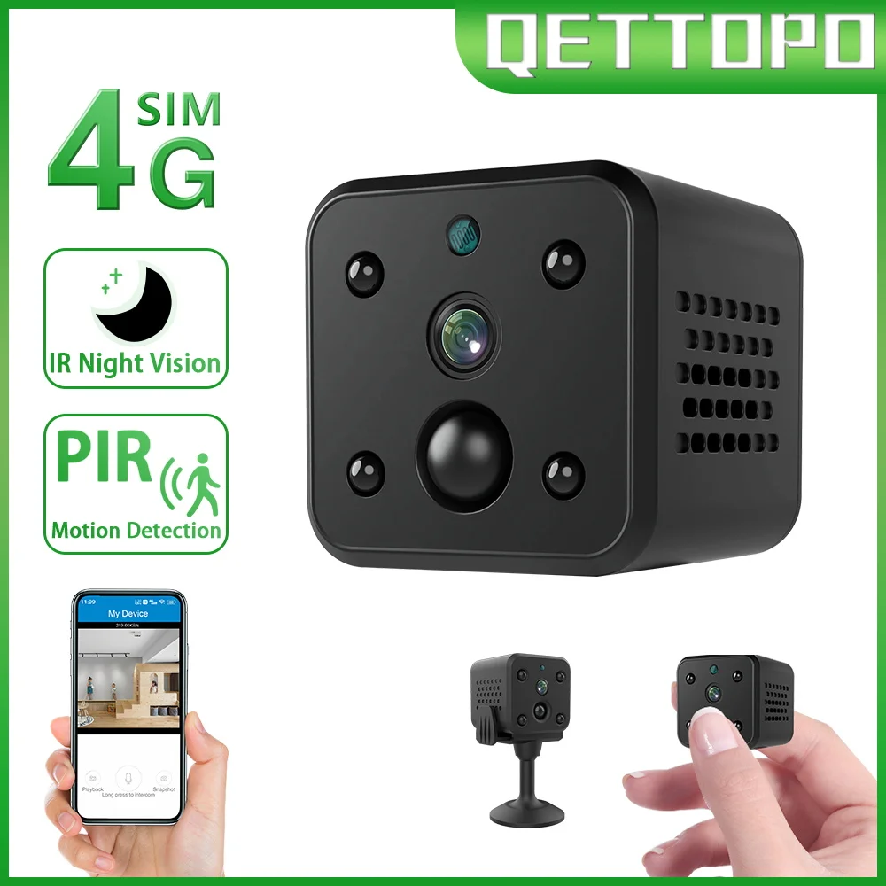 

Qettopo 5MP 4G Mini Camera PIR Motion Detection Built in Battery Home Security Surveillance Camera IR Night Vision Baby Monitor